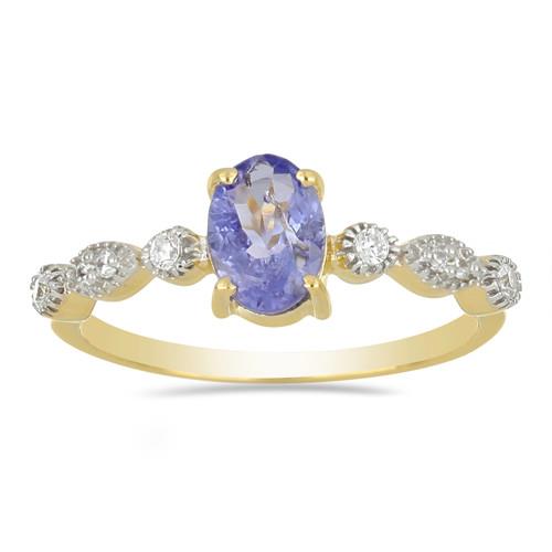 0.72 CT TANZANITE GOLD PLATED SILVER RINGS #VR014156